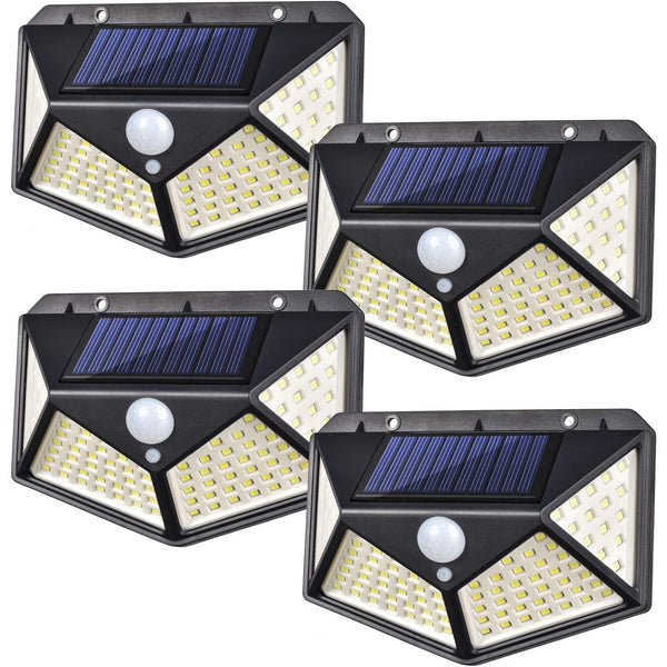 Planet Gates Black 4pcs Solar Outdoor Lights, 270o Light Range Wall Lights Solar Powered Lights Wireless Waterproof With 3 Modes For Garden Outside