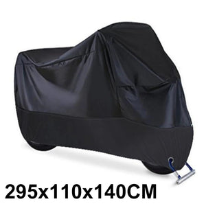Planet Gates Black 4XL Motorcycle Cover Waterproof All Season Dustproof UV Protective Outdoor Indoor Scooter 190T Wear-resistant Fabric Motorbike Cover