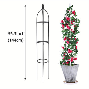 Planet Gates Black 56.3inch 1pc Garden Obelisk Trellis For Climbing Plants Outdoor, Rustproof Plant Support White, 109.22/143.0cm