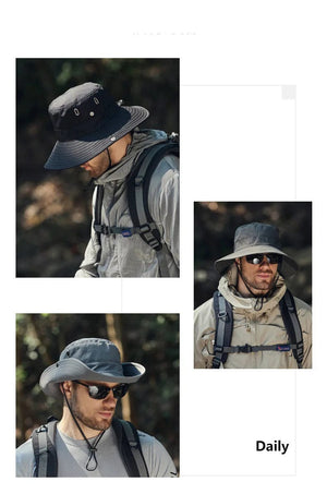 Planet Gates black / 58-60cm Men's Sunshade Large Eaves Sun Hat Riding Hiking Fishing Outdoor fisherman's Cap Fashion Sun Hat Windproof Sun Hats