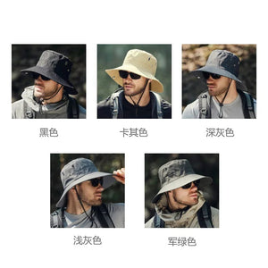 Planet Gates black / 58-60cm Men's Sunshade Large Eaves Sun Hat Riding Hiking Fishing Outdoor fisherman's Cap Fashion Sun Hat Windproof Sun Hats
