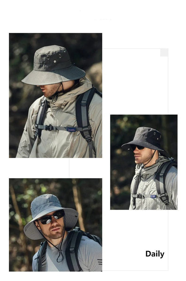 Planet Gates black / 58-60cm Men's Sunshade Large Eaves Sun Hat Riding Hiking Fishing Outdoor fisherman's Cap Fashion Sun Hat Windproof Sun Hats