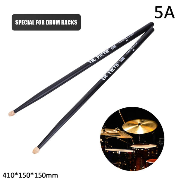 Planet Gates Black 5A 1 Pair 5A/7A Drumsticks Mallets Jazz Drum Sticks Percussion Consistent Weight and Pitch American Hickory Classic Drum Sticks