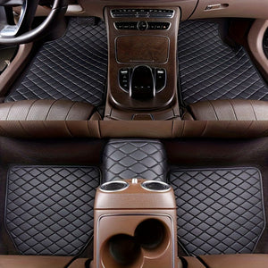 Planet Gates Black 5pcs Car Floor Mats, Universal Waterproof Front & Rear Seats Floor Mats, PU Leather Car Interior Accessories