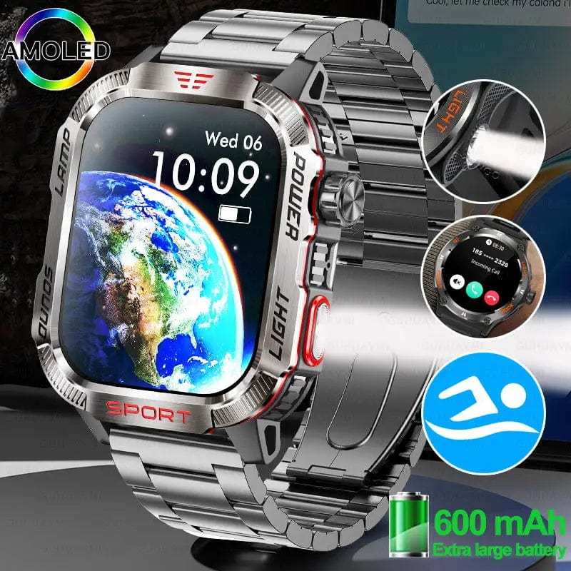 Planet Gates Black / 600mAh battery 2024 New For Xiaomi Military Smart Watch Men 1.96 inch GPS Compass IP68 Bluetooth call Outdoor Sports Fitness Tracker Smartwatch