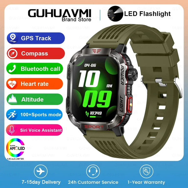 Planet Gates Black / 600mAh battery 2024 New For Xiaomi Military Smart Watch Men 1.96 inch GPS Compass IP68 Bluetooth call Outdoor Sports Fitness Tracker Smartwatch