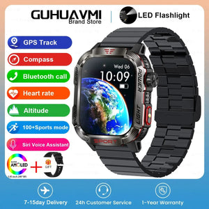 Planet Gates Black / 600mAh battery 2024 New For Xiaomi Military Smart Watch Men 1.96 inch GPS Compass IP68 Bluetooth call Outdoor Sports Fitness Tracker Smartwatch