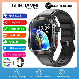 Planet Gates Black / 600mAh battery 2024 New For Xiaomi Military Smart Watch Men 1.96 inch GPS Compass IP68 Bluetooth call Outdoor Sports Fitness Tracker Smartwatch