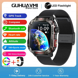 Planet Gates Black / 600mAh battery 2024 New For Xiaomi Military Smart Watch Men 1.96 inch GPS Compass IP68 Bluetooth call Outdoor Sports Fitness Tracker Smartwatch
