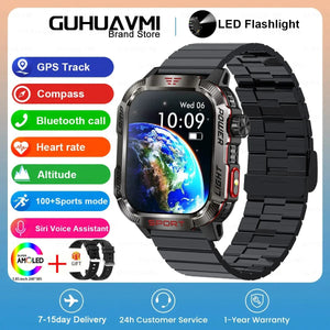 Planet Gates Black / 600mAh battery 2024 New For Xiaomi Military Smart Watch Men 1.96 inch GPS Compass IP68 Bluetooth call Outdoor Sports Fitness Tracker Smartwatch
