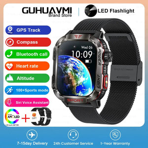 Planet Gates Black / 600mAh battery 2024 New For Xiaomi Military Smart Watch Men 1.96 inch GPS Compass IP68 Bluetooth call Outdoor Sports Fitness Tracker Smartwatch