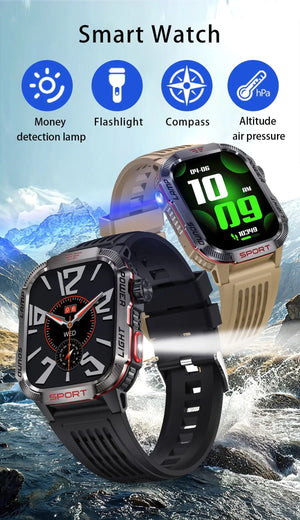 Planet Gates Black / 600mAh battery 2024 New For Xiaomi Military Smart Watch Men 1.96 inch GPS Compass IP68 Bluetooth call Outdoor Sports Fitness Tracker Smartwatch