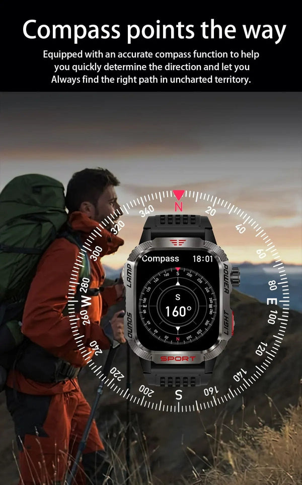 Planet Gates Black / 600mAh battery 2024 New For Xiaomi Military Smart Watch Men 1.96 inch GPS Compass IP68 Bluetooth call Outdoor Sports Fitness Tracker Smartwatch