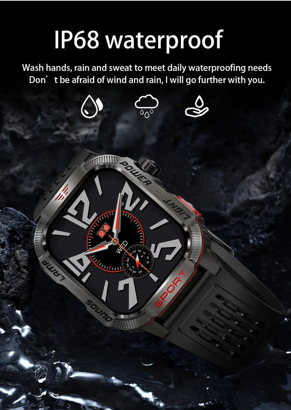 Planet Gates Black / 600mAh battery 2024 New For Xiaomi Military Smart Watch Men 1.96 inch GPS Compass IP68 Bluetooth call Outdoor Sports Fitness Tracker Smartwatch