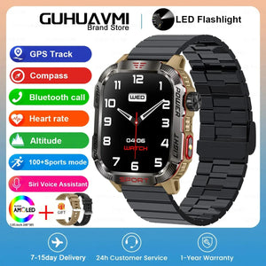 Planet Gates Black / 600mAh battery 2024 New For Xiaomi Military Smart Watch Men 1.96 inch GPS Compass IP68 Bluetooth call Outdoor Sports Fitness Tracker Smartwatch