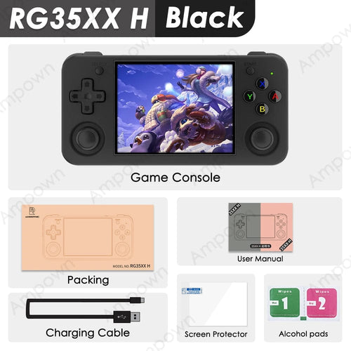 Planet Gates Black / 64G(5K Games) ANBERNIC RG35XX H Handheld Game Console 3.5''IPS Screen HDMI Output Linux System RG35XXH Retro Video Simulator Console Kids Gift