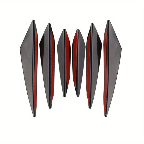 Planet Gates Black 6pcs Bumper Strip Sticker, Universal Car Front Bumper Spoiler Protector Carbon Fiber Corner Guard Anti-Scratch Decoration Sticker Car Accessories