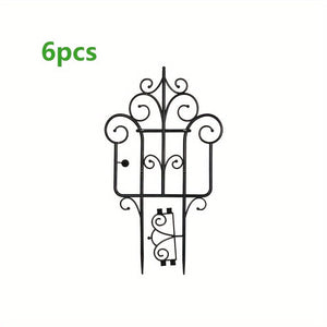 Planet Gates Black 6pcs Garden Fence Enhance Your Outdoor Space With European Plastic Fence & Imitation Iron Art Balcony Garden Fence, Decorative Garden Border Fence, Barrier Section Edge Black/White