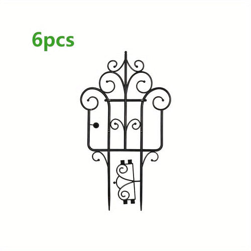 Planet Gates Black 6pcs Garden Fence Enhance Your Outdoor Space With European Plastic Fence & Imitation Iron Art Balcony Garden Fence, Decorative Garden Border Fence, Barrier Section Edge Black/White