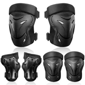 Planet Gates Black-6Pcs / L--weight 70-100kg 6Pcs/Set Roller Skating Protector Elbow Knee Pads Wrist Guard Kids Adults Riding Skateboard BMX Bicycle Sports Protective Gear