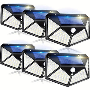 Planet Gates Black 6pcs Solar Outdoor Lights, 270o Light Range Wall Lights Solar Powered Lights Wireless Waterproof With 3 Modes For Garden Outside