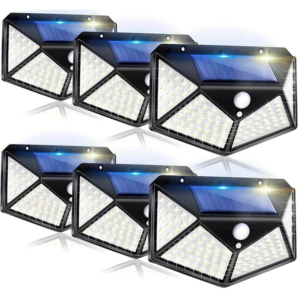 Planet Gates Black 6pcs Solar Outdoor Lights, 270o Light Range Wall Lights Solar Powered Lights Wireless Waterproof With 3 Modes For Garden Outside