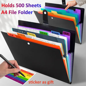 Planet Gates black 7 Layers Expanding A4 File Folder Storage Bag Test Paper Document Organizer File Briefcases School Stationery Office Supplies