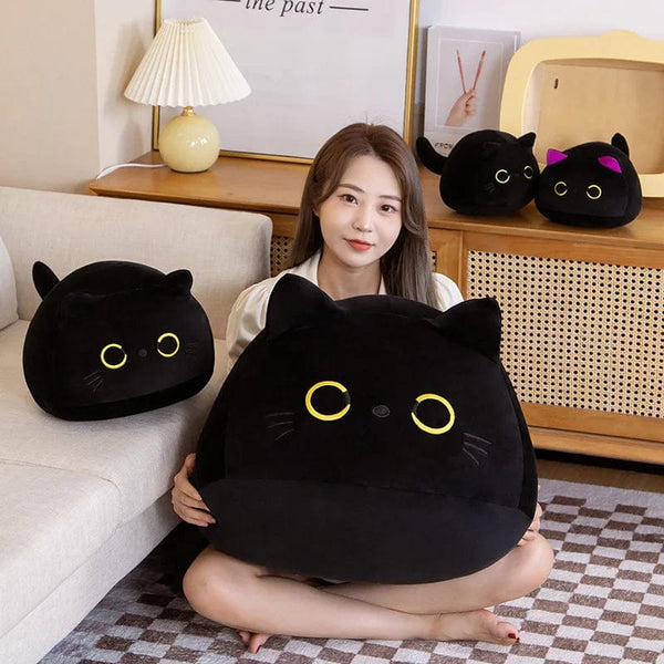 Planet Gates black / 70cm NEW Black Cat Plush Toy Soft Plushies Cute Stuffed Animal Cat Throw Pillow Doll Room Decor Kawaii Peluche Kids Birthday Gift