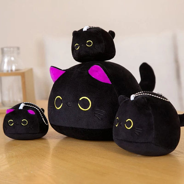 Planet Gates black / 70cm NEW Black Cat Plush Toy Soft Plushies Cute Stuffed Animal Cat Throw Pillow Doll Room Decor Kawaii Peluche Kids Birthday Gift