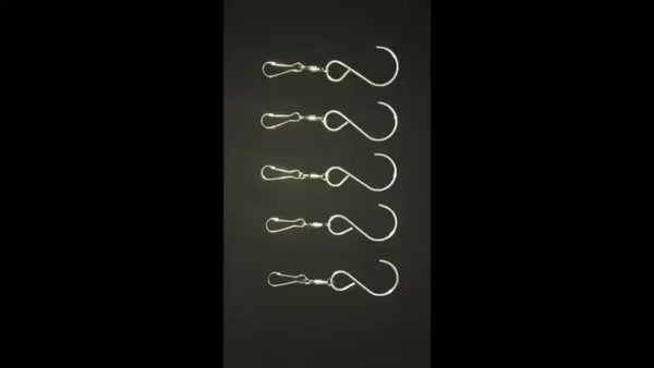 Planet Gates Black 8 Packs Swivel Wind Chime Hooks S-Type Stainless Steel Swivel Bearing Hooks For Hanging Wind Chimes, Bird Feeder, Crystal Party Supplies (Black)