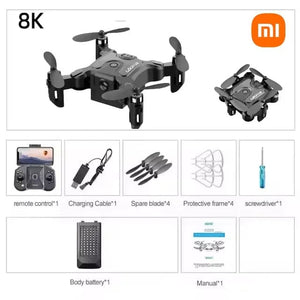 Planet Gates Black 8K 1Battery Xiaomi V2 Mini Drone Professional HD Camera 5G Wifi FPV Air Pressure Altitude Hold Foldable Quadcopter RC Drone Toys New UAV