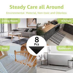 Planet Gates Black-8pcs 8pcs Reusable & Washable Rug Grippers: Keep Area Rugs Flat & Secure on Hardwood Floors & Tiles!