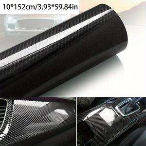 Planet Gates Black / 9.98*151.99cm 10*152cm/3.93*59.84in 7D Car Sticker Glossy Carbon Fiber Vinyl Film Car Interior Wrap Sticker Car Home Door Decals