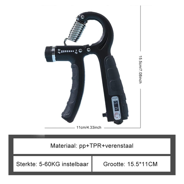 Planet Gates Black Adjustable Counting Professional Grip Trainer Arm Strength Arm Muscle Finger Rehabilitation Trainer Fitness Stress Reduction