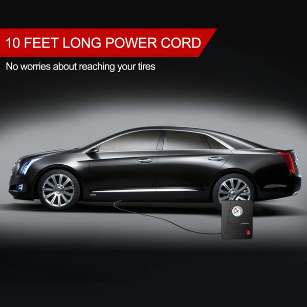 Planet Gates Black Air Compressor Tire Inflator Portable Air Pump For Car Tires 12V DC Auto Tire Pump 100PSI With LED Light For Car, Bicycle, And Other Inflatables