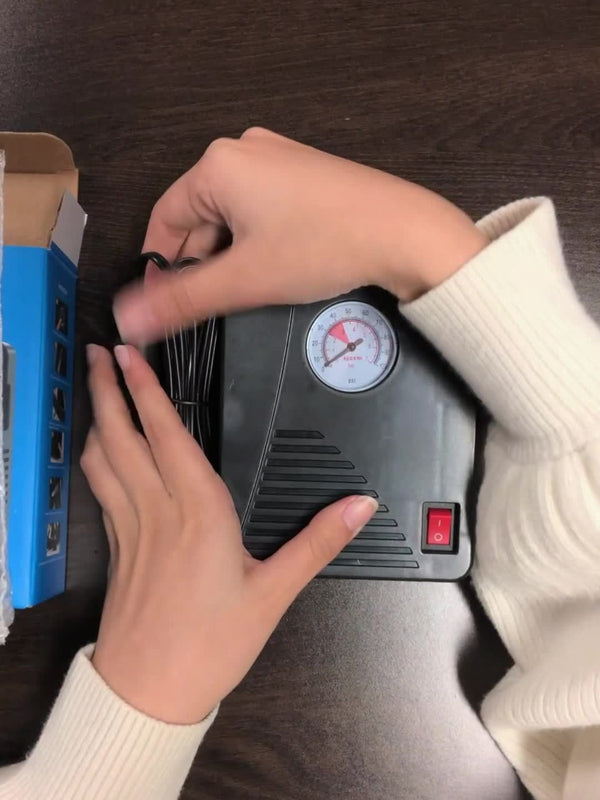 Planet Gates Black Air Compressor Tire Inflator Portable Air Pump For Car Tires 12V DC Auto Tire Pump 100PSI With LED Light For Car, Bicycle, And Other Inflatables