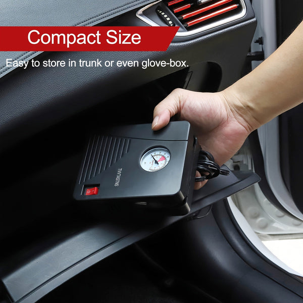 Planet Gates Black Air Compressor Tire Inflator Portable Air Pump For Car Tires 12V DC Auto Tire Pump 100PSI With LED Light For Car, Bicycle, And Other Inflatables