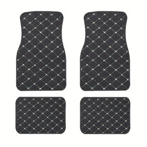 Planet Gates Black And Beige 4pcs Car Floor Mats Universal Waterproof Front Rear Full Set Auto Rugs Leather Car Carpet Accessories Interior