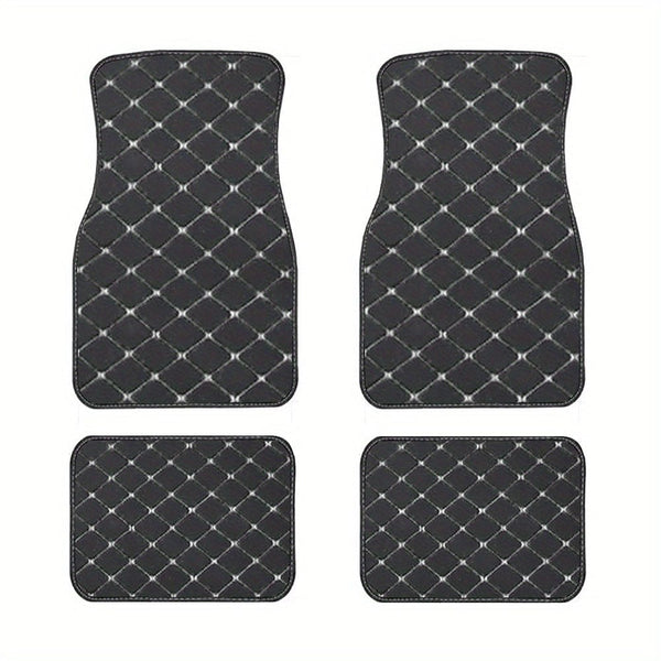 Planet Gates Black And Beige 4pcs Car Floor Mats Universal Waterproof Front Rear Full Set Auto Rugs Leather Car Carpet Accessories Interior