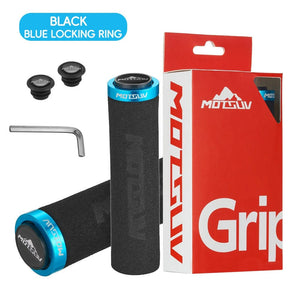Planet Gates Black and Blue / CHINA MOTSUV MTB Grip Sponge Grips With Dust Plug Ultralight Soft Bike Handlebar Cover Anti-skid Cozy Bike Handle Alloy Bicycle Parts