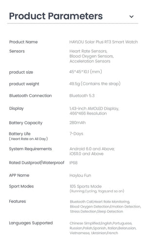 Planet Gates black and blue / uzbekistan HAYLOU Solar Plus RT3 Smart Watch 1.43"AMOLED Display Bluetooth Phone Call Smartwatch Health Monitor IP68 Waterproof Sport Watch