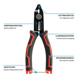 Planet Gates Black and Red Wire Stripper Pliers Automatic Stripping Cutter Cable Wire Crimping Electrician Repair Tools Wire Stripper Tool hand tools