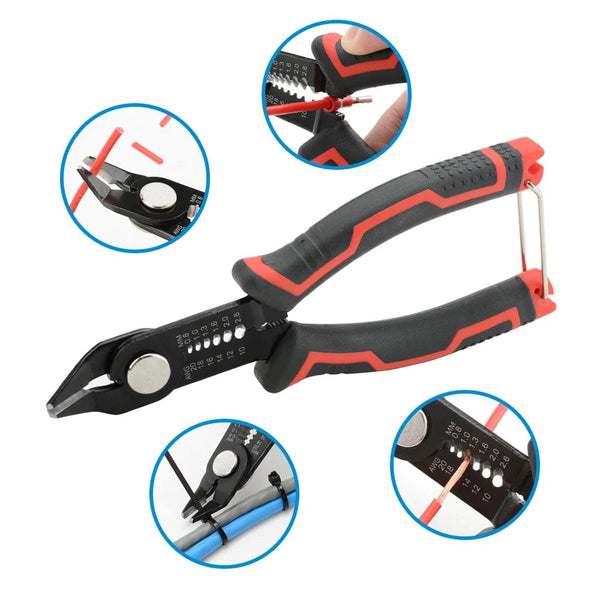 Planet Gates Black and Red Wire Stripper Pliers Automatic Stripping Cutter Cable Wire Crimping Electrician Repair Tools Wire Stripper Tool hand tools
