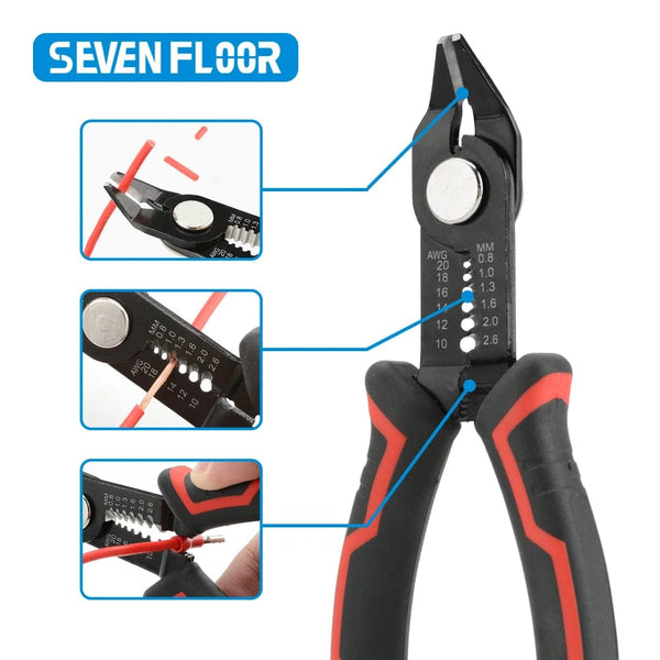 Planet Gates Black and Red Wire Stripper Pliers Automatic Stripping Cutter Cable Wire Crimping Electrician Repair Tools Wire Stripper Tool hand tools