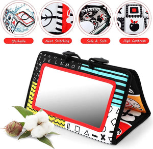 Planet Gates Black And White Baby Floor Mirror Tummy Time Sensory Baby Toys 6 12 months Toys For Babies Montessori Development Crawl Toys