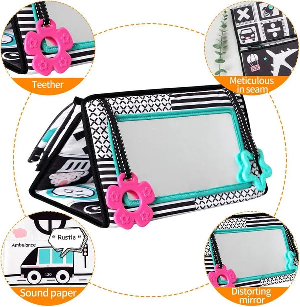 Planet Gates Black And White Baby Floor Mirror Tummy Time Sensory Baby Toys 6 12 months Toys For Babies Montessori Development Crawl Toys