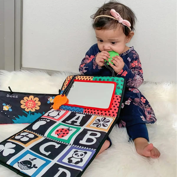 Planet Gates Black And White Baby Floor Mirror Tummy Time Sensory Baby Toys 6 12 months Toys For Babies Montessori Development Crawl Toys