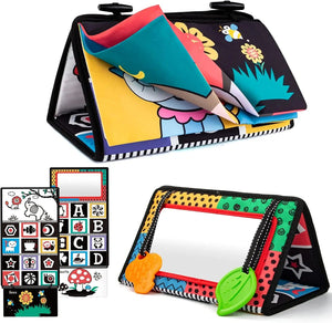 Planet Gates Black And White Baby Floor Mirror Tummy Time Sensory Baby Toys 6 12 months Toys For Babies Montessori Development Crawl Toys