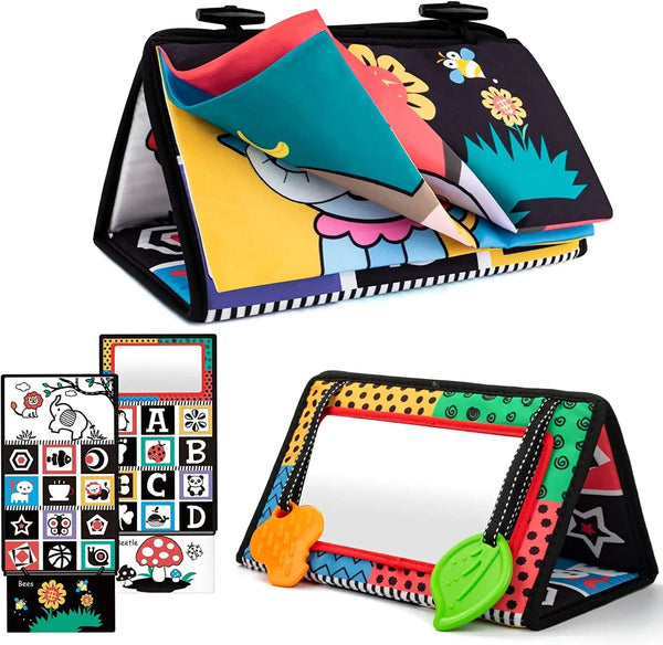 Planet Gates Black And White Baby Floor Mirror Tummy Time Sensory Baby Toys 6 12 months Toys For Babies Montessori Development Crawl Toys