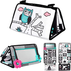 Planet Gates Black And White Baby Floor Mirror Tummy Time Sensory Baby Toys 6 12 months Toys For Babies Montessori Development Crawl Toys